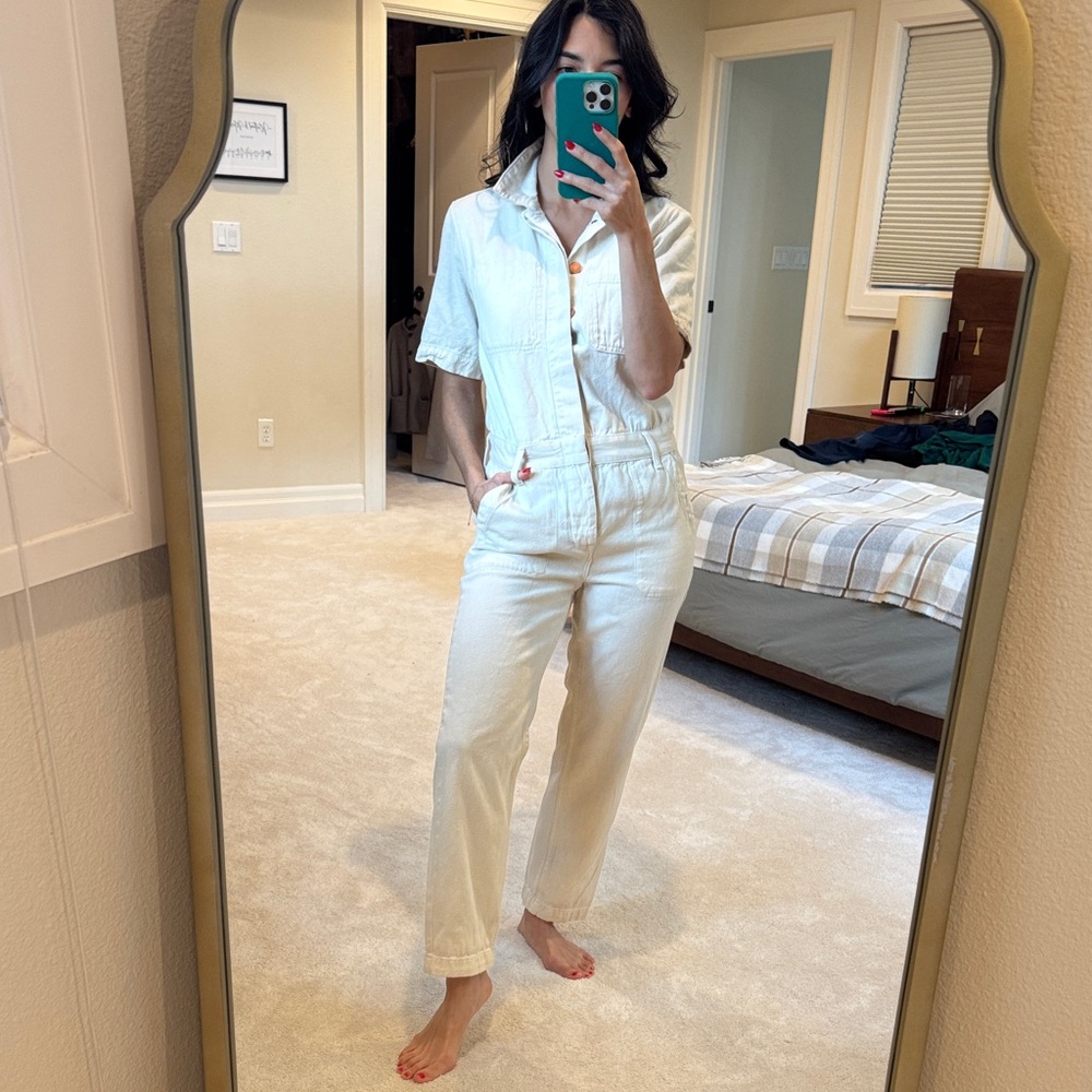 Everlane Cream Jumpsuit with Pockets